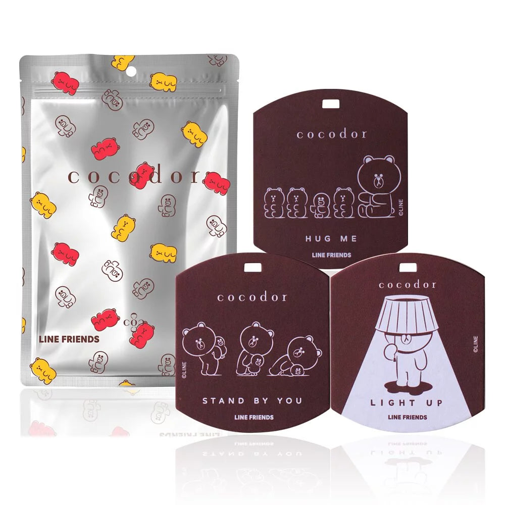 (即期品) cocodor 珂珂朵爾|LINE FRIENDS香氛吊卡 方片3入組