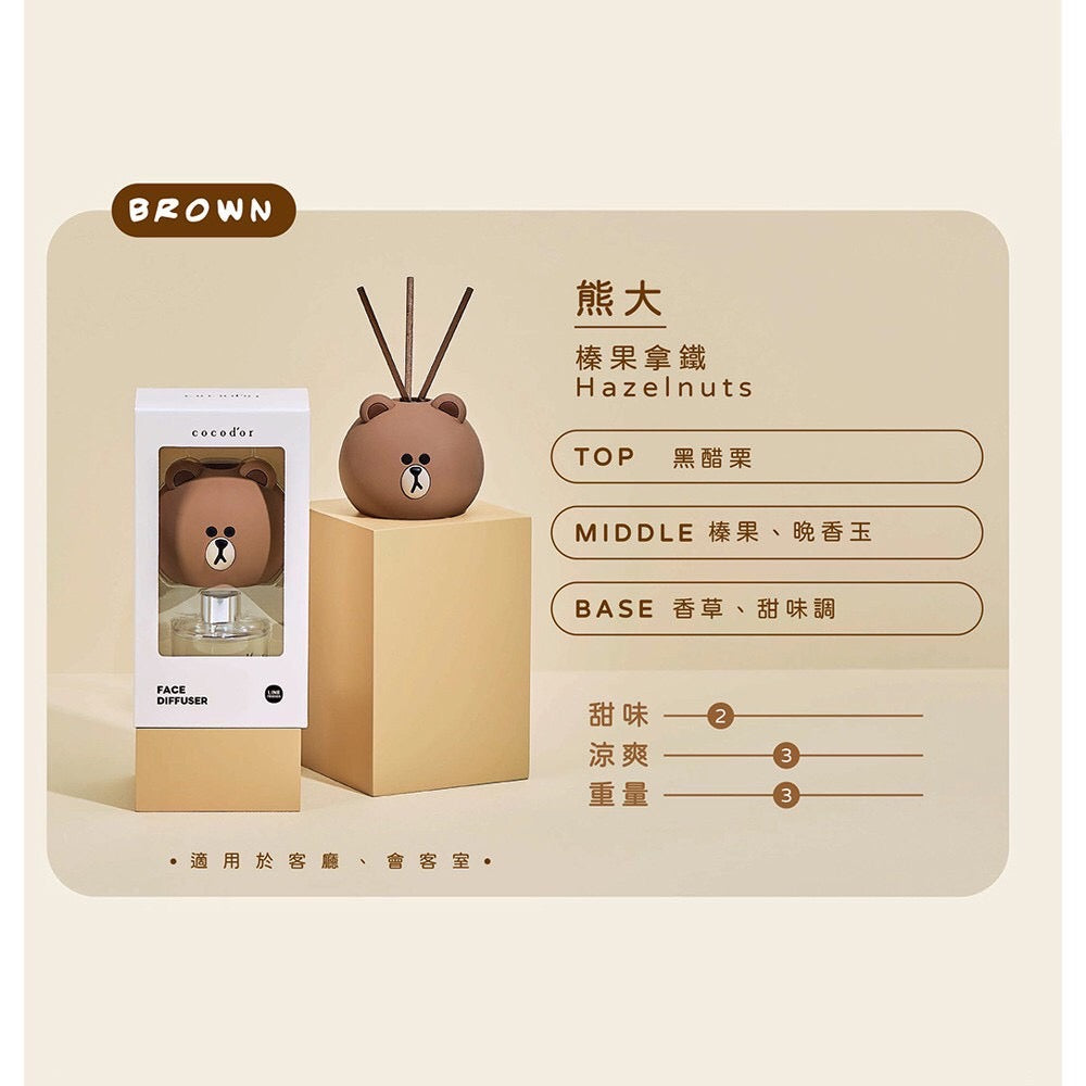 (即期品) cocodor 珂珂朵爾｜BROWN & FRIENDS造型系列擴香瓶 50ml